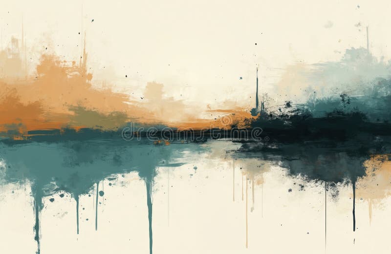 Disegno di sfondo di disegno minimo stile tratto pennello di grunge. Incolla composizione orizzontale colori. Bianco e verde illustrazione di stock