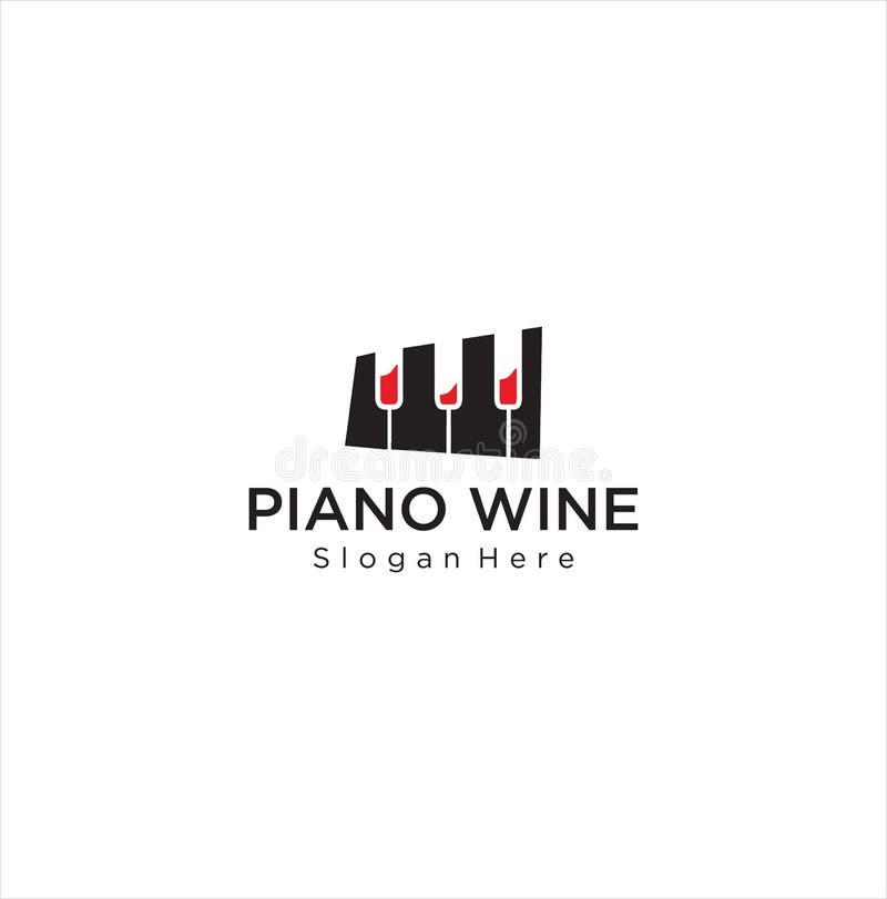Disegno di un logo per il vino di pianoforte. pianoforte. progettazione del logo per concerti di pianoforte. concerto di musica illustrazione di stock