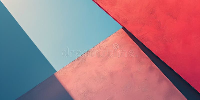 Disegno geometrico astratto con una parete rossa e blu vibrante con forme e pattern dinamici royalty illustrazione gratis
