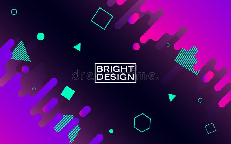 Abstract modern design. Color shapes in space. Bright geometric elements on dark background. Trendy colorful composition. Backdrop for flyers and brochures. Vector illustration. Abstract modern design. Color shapes in space. Bright geometric elements on dark background. Trendy colorful composition. Backdrop for flyers and brochures. Vector illustration.