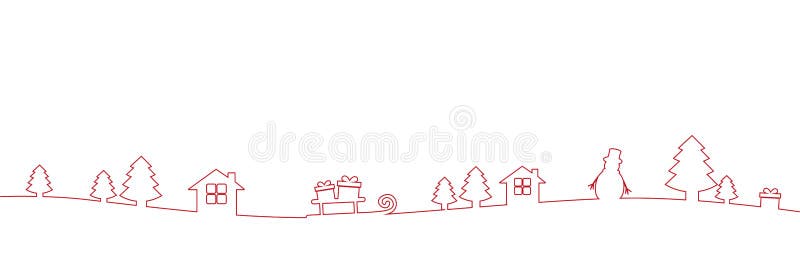 Disegno a tratteggio rosso della decorazione del confine di natale illustrazione di stock Disegno a tratteggio rosso della decorazione del confine di natale illustrazione di stock