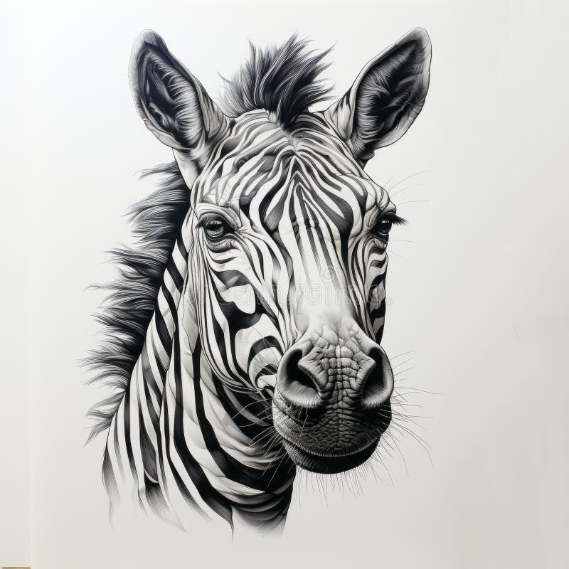 Disegno zebra iperrealistico con illustrazioni dettagliate dei caratteri illustrazione vettoriale