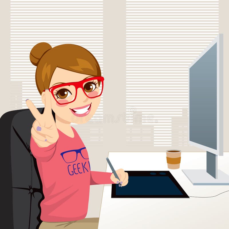 Diseñador gráfico Woman Working del inconformista stock de ilustración Diseñador gráfico Woman Working del inconformista stock de ilustración