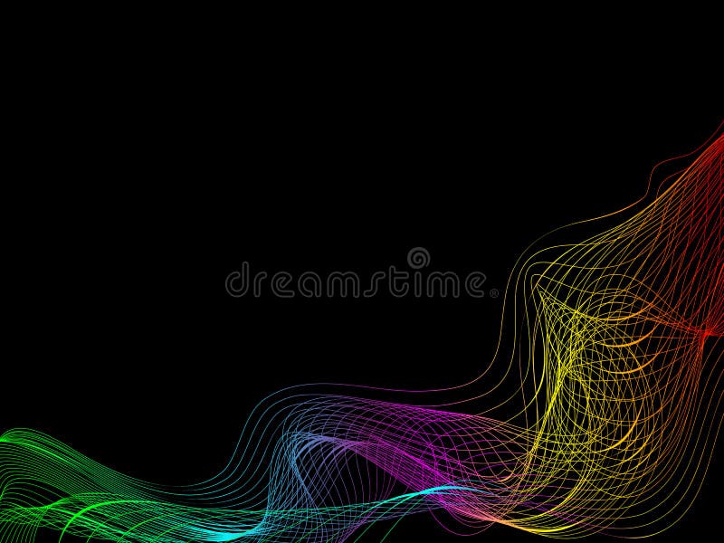 Diseño abstracto del fondo Movimiento de onda colorido en fondo oscuro stock de ilustración Diseño abstracto del fondo Movimiento de onda colorido en fondo oscuro stock de ilustración