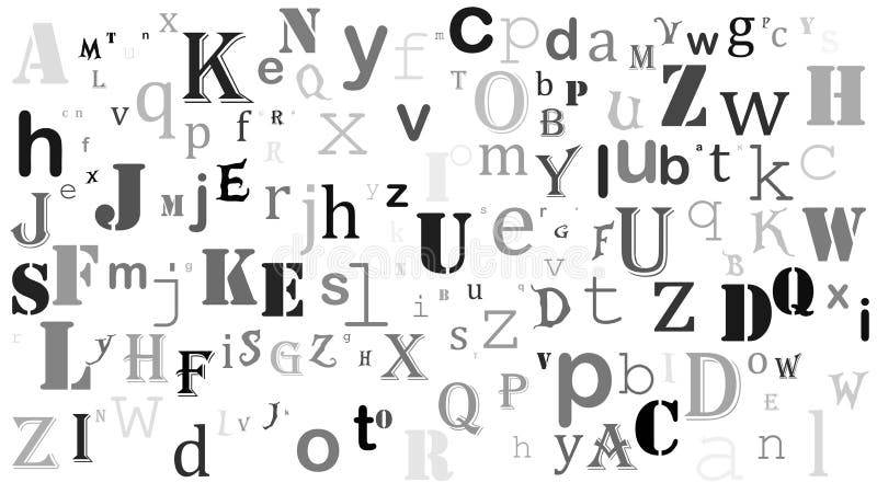 Diseño al azar del fondo del alfabeto inglés de las letras en blanco stock de ilustración Diseño al azar del fondo del alfabeto inglés de las letras en blanco stock de ilustración