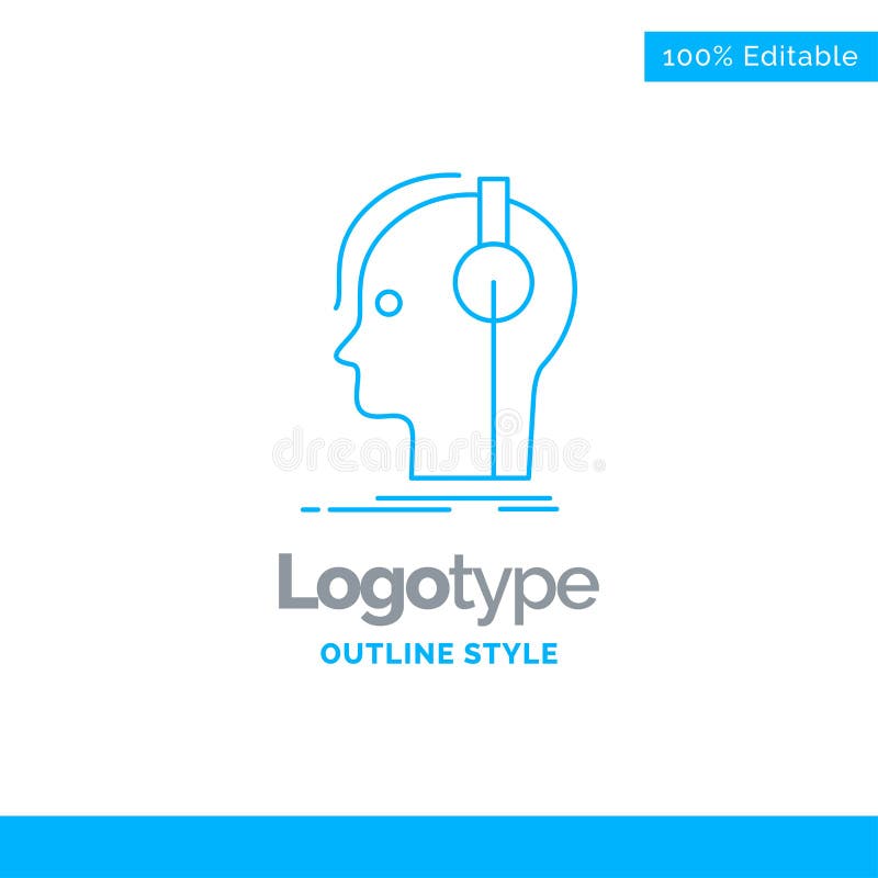 Diseño azul del logotipo para el compositor, auriculares, músico, productor, s stock de ilustración