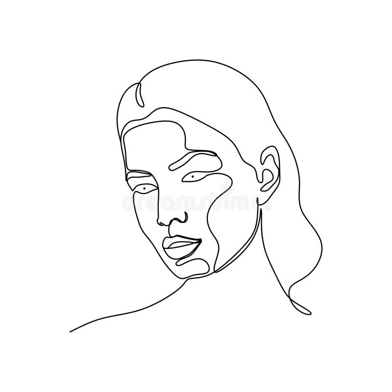 Diseño continuo del minimalismo del dibujo lineal de la cara abstracta de la muchacha un aislado en el fondo blanco stock de ilustración Diseño continuo del minimalismo del dibujo lineal de la cara abstracta de la muchacha un aislado en el fondo blanco stock de ilustración