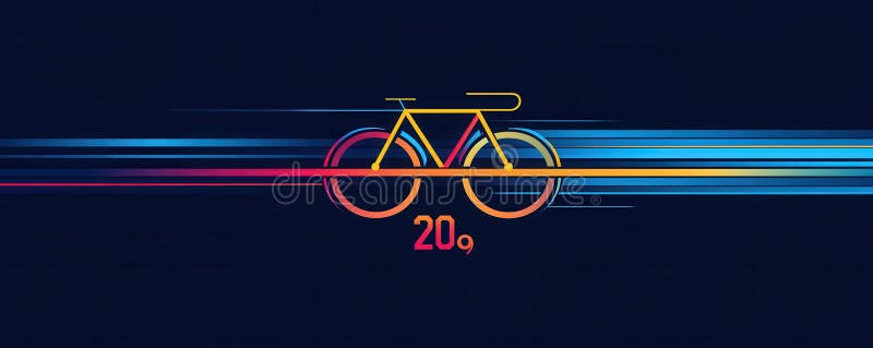Diseño de bicicletas abstracto mínimo con líneas y números coloridos imágenes de archivo libres de regalías