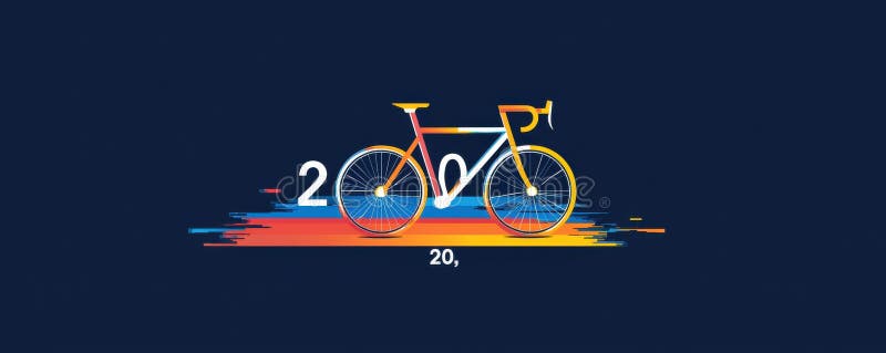 Diseño de bicicletas abstracto mínimo con líneas y números coloridos fotos de archivo libres de regalías