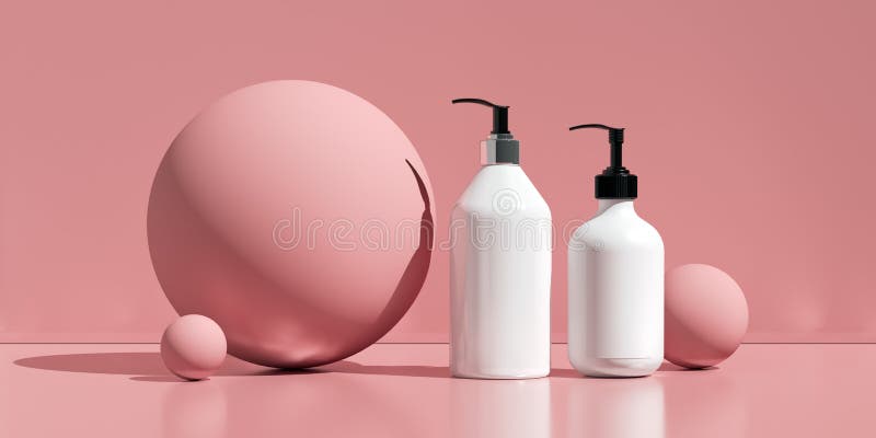 Diseño de crema cosmética natural, suero, empaquetado en blanco de la botella del skincare Bio producto orgánico Belleza y concep