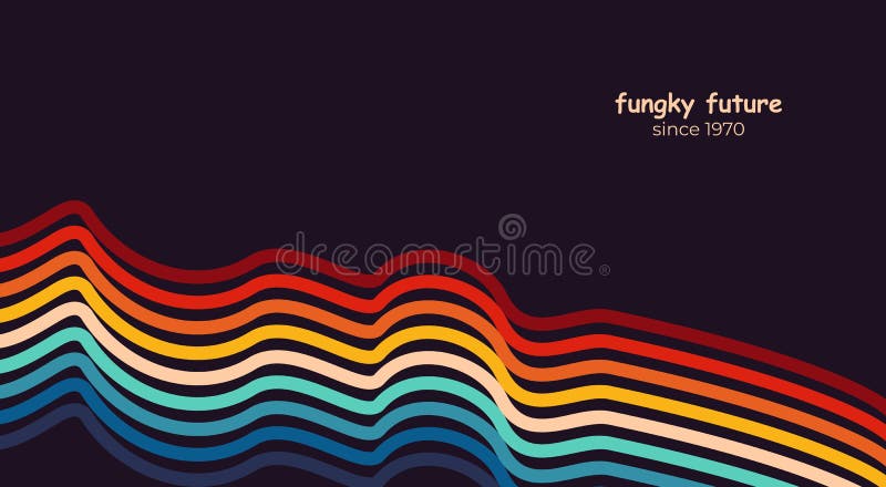Abstract 1970's background design in futuristic retro style with colorful lines. Vector illustration. Abstract 1970's background design in futuristic retro style with colorful lines. Vector illustration.