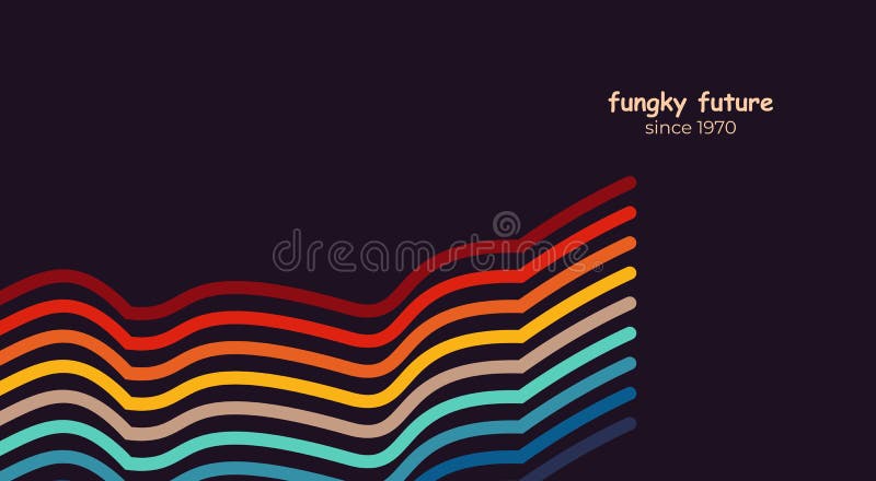 Abstract 1970's background design in futuristic retro style with colorful lines. Vector illustration. Abstract 1970's background design in futuristic retro style with colorful lines. Vector illustration.