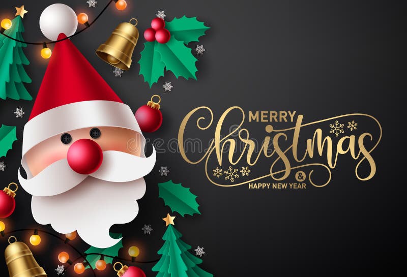 Diseño de fondo vectorial de navidad Feliz navidad texto de saludo en espacio vacío negro stock de ilustración