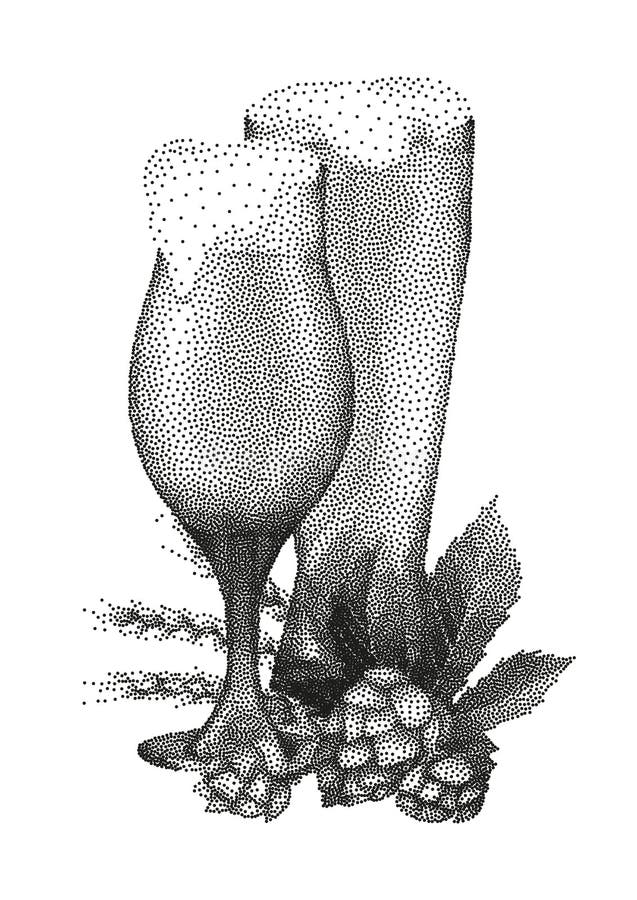 Diseño de la cerveza en el punteado de técnica libre illustration