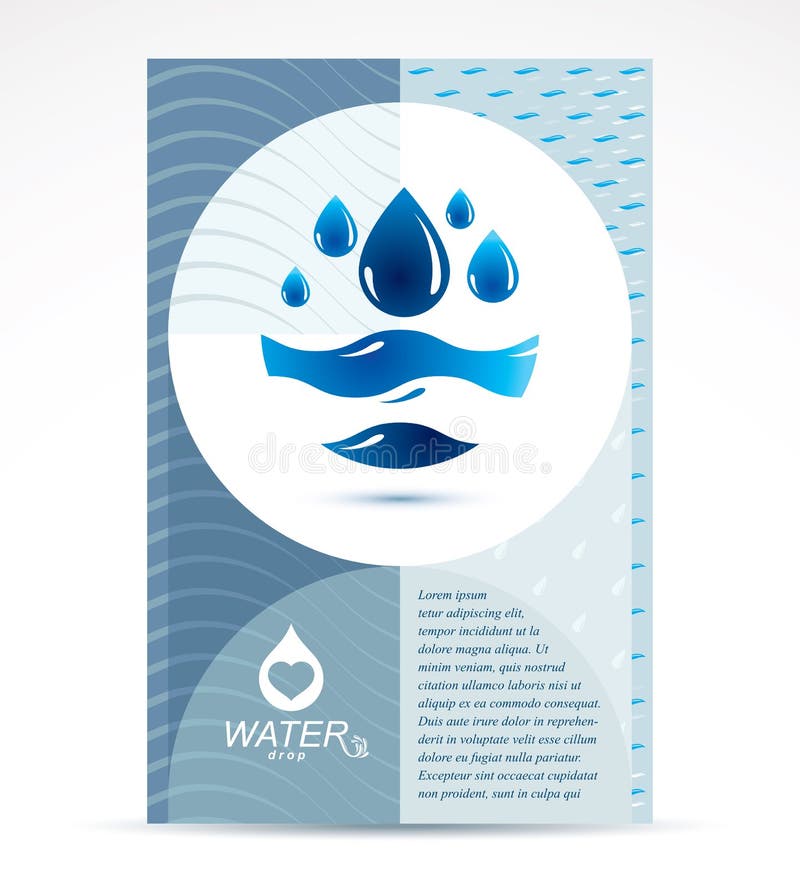 Diseño de la cubierta del folleto del tema de la filtración del agua, página delantera para el uso ilustración del vector Diseño de la cubierta del folleto del tema de la filtración del agua, página delantera para el uso ilustración del vector