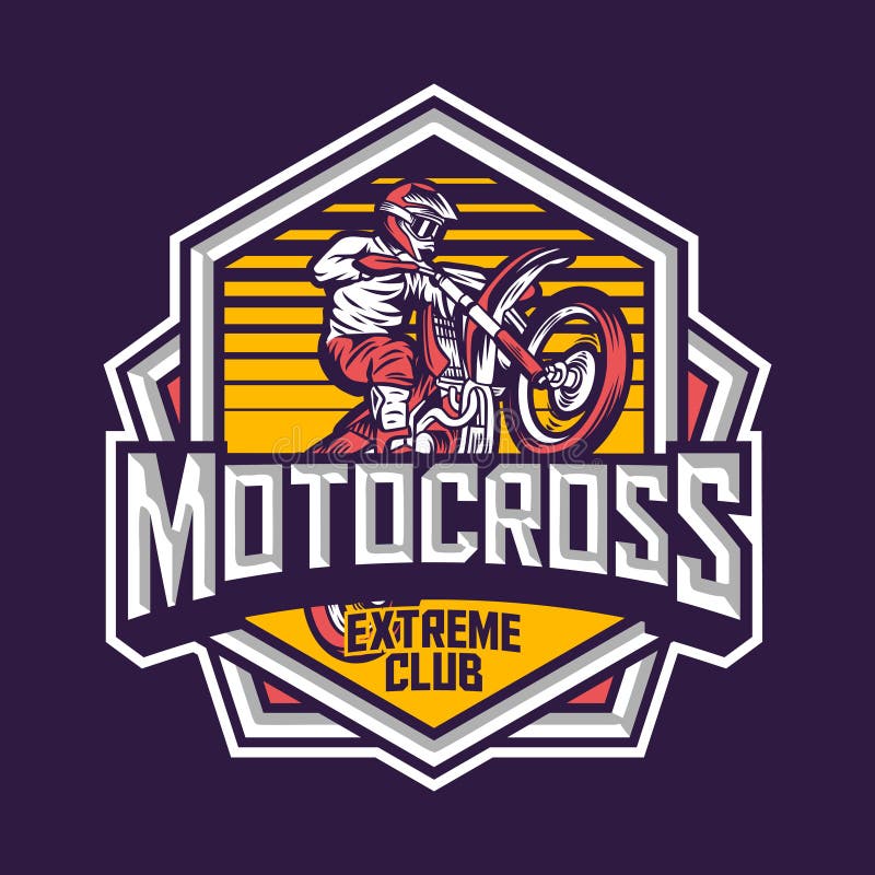 Diseño de la etiqueta de la placa deportiva de Motocross con ilustración libre illustration Diseño de la etiqueta de la placa deportiva de Motocross con ilustración libre illustration