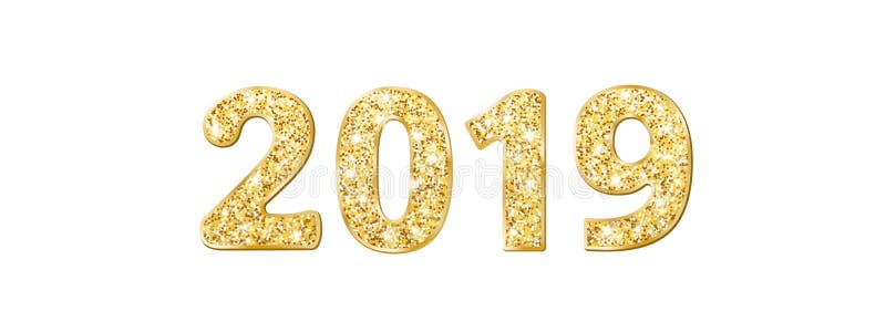 diseño de la tipografía del brillo 2019 Números chispeantes de oro aislados en el fondo blanco libre illustration diseño de la tipografía del brillo 2019 Números chispeantes de oro aislados en el fondo blanco libre illustration