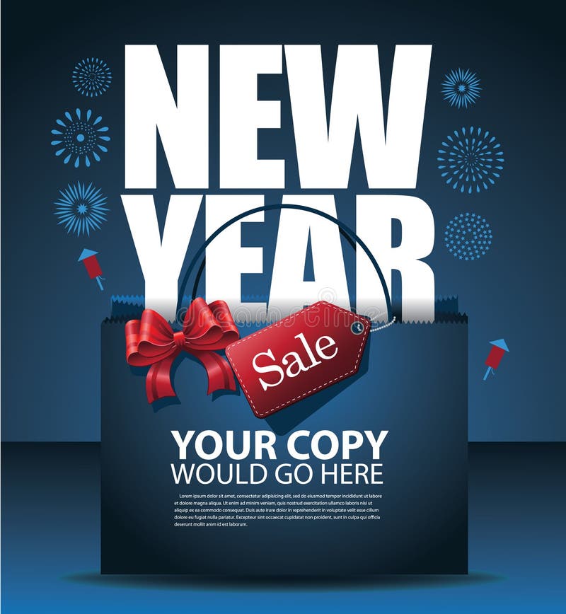 Diseño de la venta del Año Nuevo stock de ilustración Diseño de la venta del Año Nuevo stock de ilustración