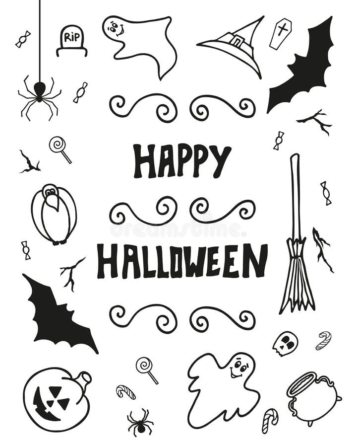 Diseño de las colecciones de la silueta del día del feliz Halloween ilustración del vector Diseño de las colecciones de la silueta del día del feliz Halloween ilustración del vector