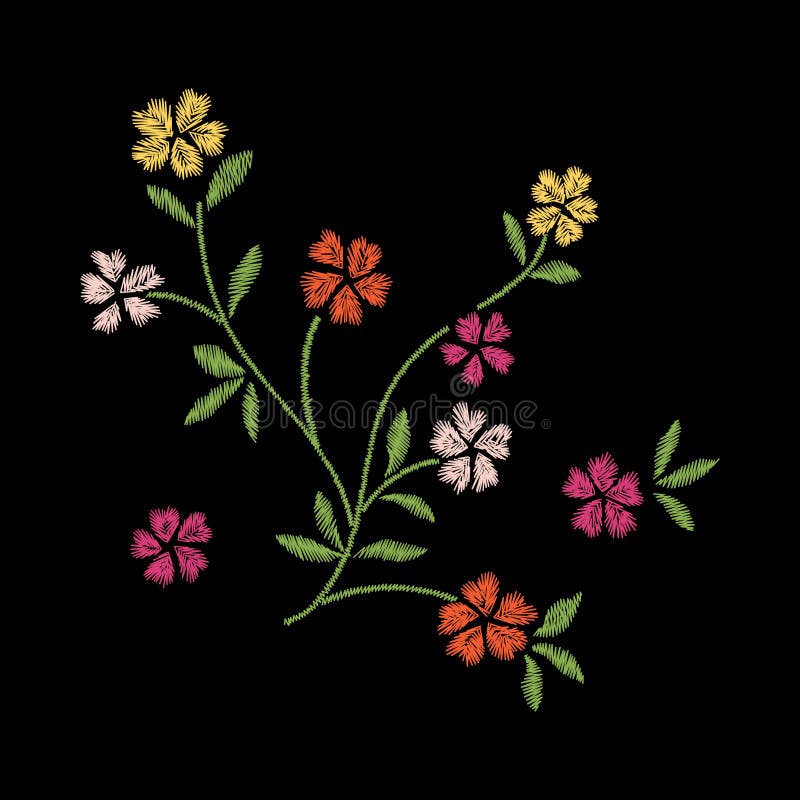 diseño de las ilustraciones del bordado de la flor para la ropa, floral aislada ilustración del vector diseño de las ilustraciones del bordado de la flor para la ropa, floral aislada ilustración del vector