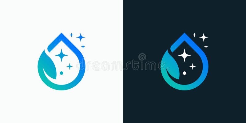 Diseño de diseño de logotipo vectorial moderno de agua gota de agua con estrella stock de ilustración