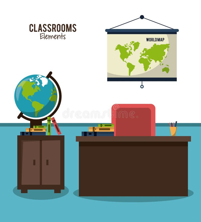 Diseño de los elementos de la sala de clase libre illustration Diseño de los elementos de la sala de clase libre illustration