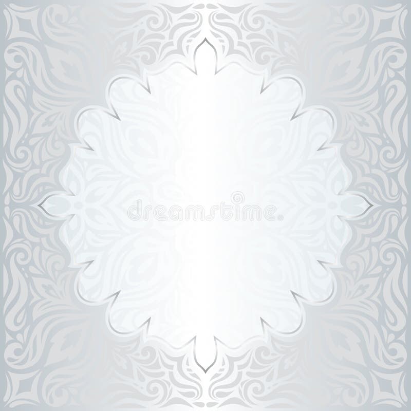Diseño de moda de la mandala de la moda del vintage del modelo del fondo floral brillante de plata del papel pintado con el espac stock de ilustración Diseño de moda de la mandala de la moda del vintage del modelo del fondo floral brillante de plata del papel pintado con el espac stock de ilustración