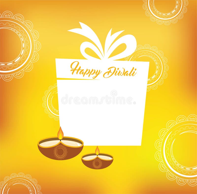 Diseño de tarjeta amarillo del vector del color para el festival de Diwali con las lámparas y el presente hermosos ilustración del vector Diseño de tarjeta amarillo del vector del color para el festival de Diwali con las lámparas y el presente hermosos ilustración del vector