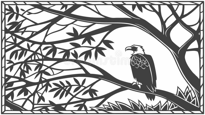 Águila posada árbol naturaleza vida silvestre pájaro bosque diseño vectorial IA Generativa libre illustration