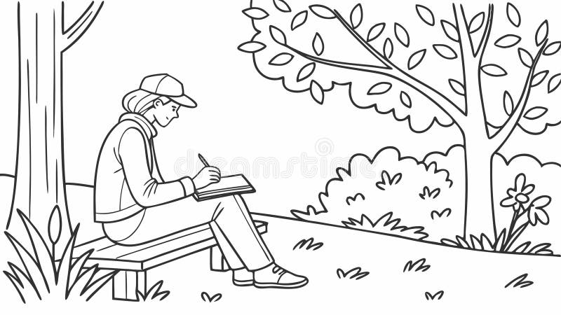 Diseño de vectores de escenas de esparcimiento de recambio de parque de lectura de persona stock de ilustración