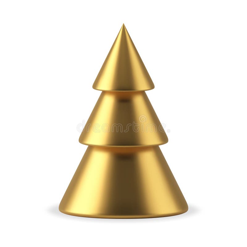 Diseño decorativo minimalista de árbol de navidad dorado triangular ilustración vectorial realista