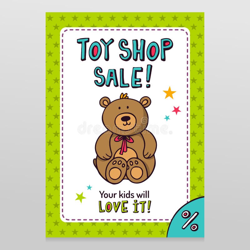 Diseño del aviador de la venta del vector de la tienda del juguete con el oso de peluche ilustración del vector Diseño del aviador de la venta del vector de la tienda del juguete con el oso de peluche ilustración del vector