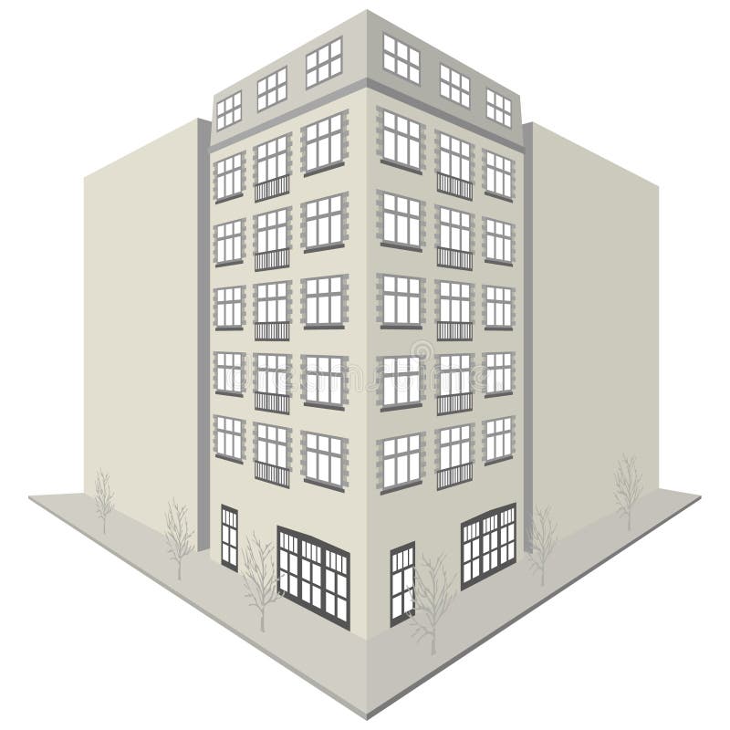Illustration of an apartment block of flats on the corner of a street. Illustration of an apartment block of flats on the corner of a street.