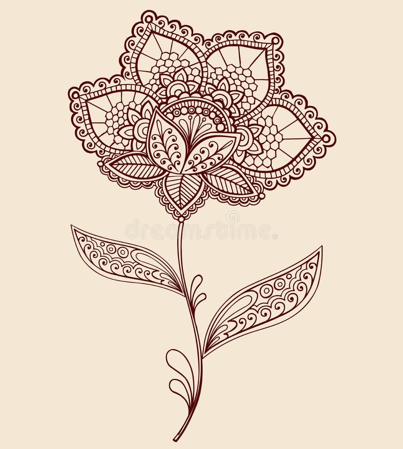 Diseño del Doodle de la flor de Paisley del tapetito del cordón de la alheña