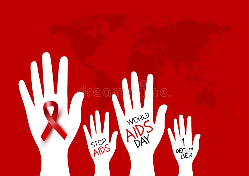 Diseño del Día Mundial del Sida de cinta roja a mano ilustración del vector Diseño del Día Mundial del Sida de cinta roja a mano ilustración del vector