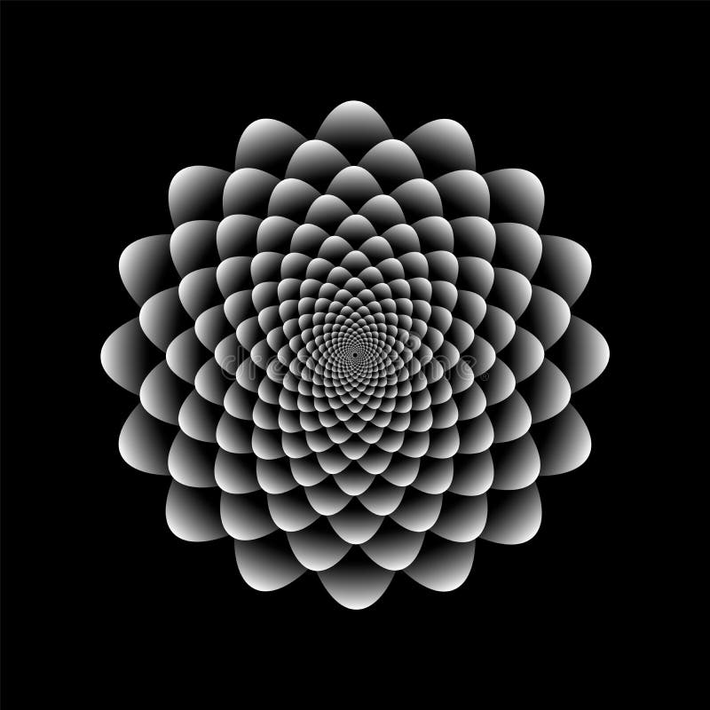 Diseño del estampado de flores del extracto del girasol en colores blancos y negros stock de ilustración Diseño del estampado de flores del extracto del girasol en colores blancos y negros stock de ilustración