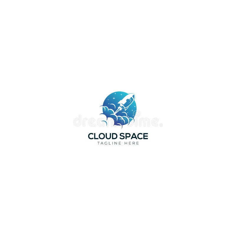 Diseño del logotipo de Rocket And Cloud Space stock de ilustración Diseño del logotipo de Rocket And Cloud Space stock de ilustración