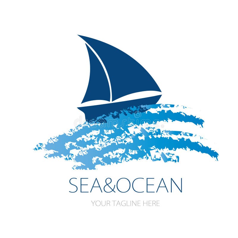Diseño del logotipo del vector de verano de la playa de la agua de mar del océano que navega el turismo para el viaje, viaje, yat stock de ilustración Diseño del logotipo del vector de verano de la playa de la agua de mar del océano que navega el turismo para el viaje, viaje, yat stock de ilustración