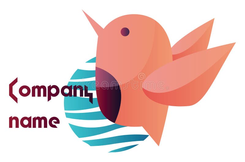 Diseño del logotipo vectorial de un pájaro rosa claro con texto en blanco stock de ilustración Diseño del logotipo vectorial de un pájaro rosa claro con texto en blanco stock de ilustración