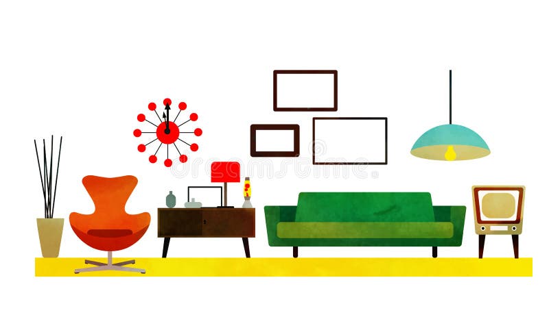 Sala De Estar Minimalista - Representación Stock de ilustración