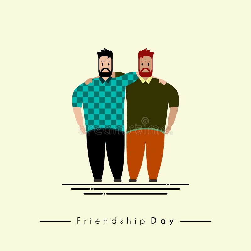 Diseño del vector de dos hombres que abrazan celebrando día de la amistad ilustración del vector Diseño del vector de dos hombres que abrazan celebrando día de la amistad ilustración del vector