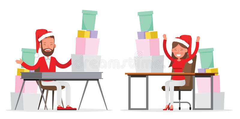 Diseño del vector de los caracteres de los hombres que hace compras y de las mujeres Compras de la Navidad, idea para su diseño n libre illustration