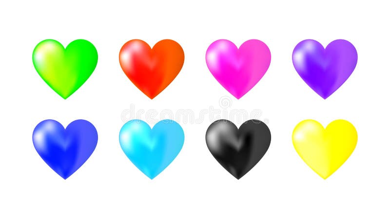 diseño del vector de ocho del paquete colores de los corazones stock de ilustración diseño del vector de ocho del paquete colores de los corazones stock de ilustración