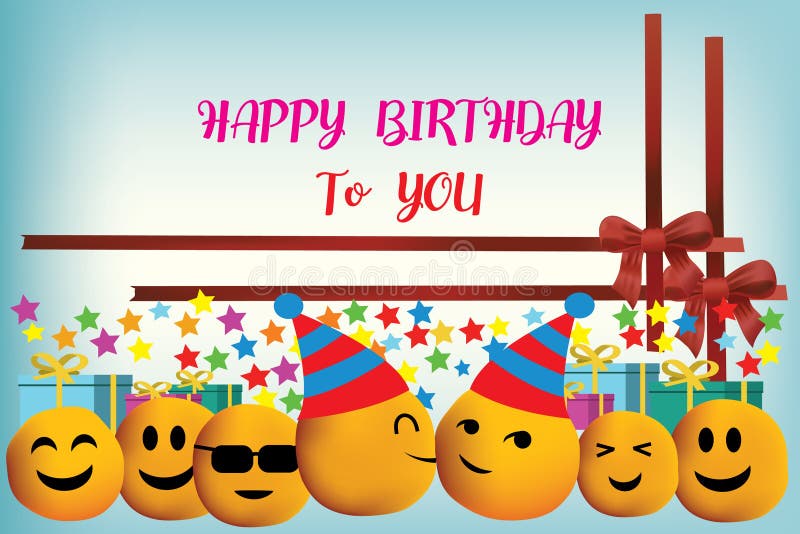 Diseño del vector del feliz cumpleaños con la cara de la sonrisa stock de ilustración Diseño del vector del feliz cumpleaños con la cara de la sonrisa stock de ilustración