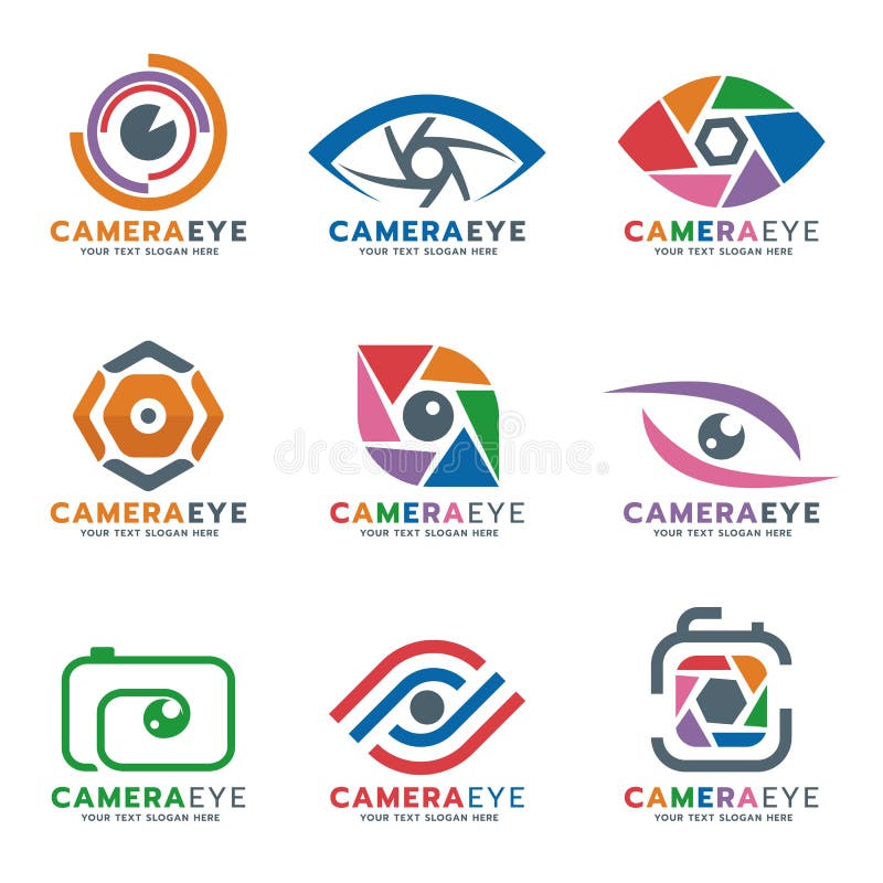 Diseño determinado del vector del logotipo de la cámara y del ojo ilustración del vector Diseño determinado del vector del logotipo de la cámara y del ojo ilustración del vector
