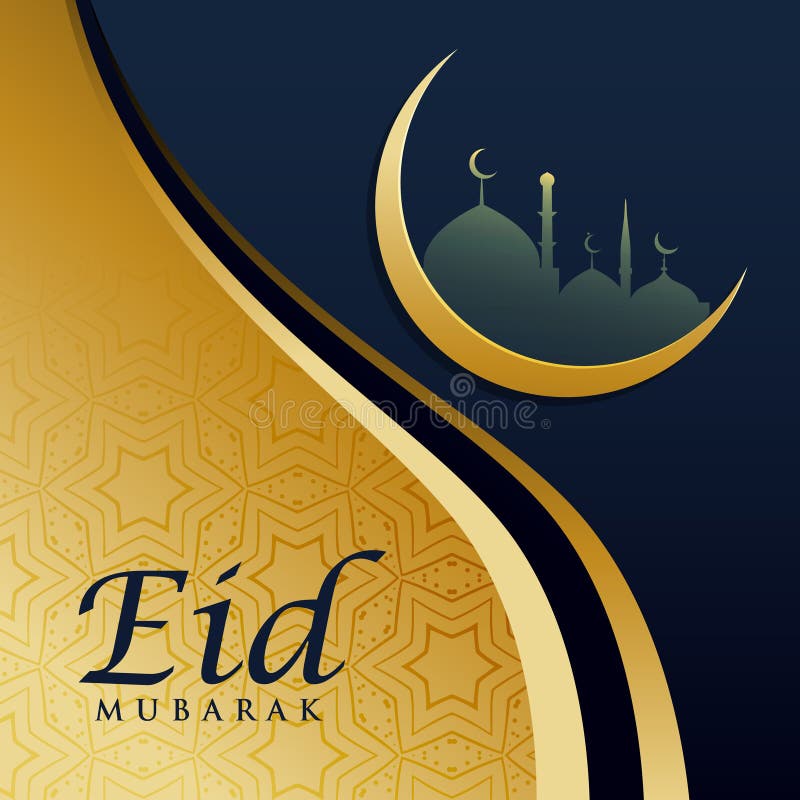 Diseño elegante de la tarjeta de felicitación del festival del eid en tema de oro libre illustration Diseño elegante de la tarjeta de felicitación del festival del eid en tema de oro libre illustration