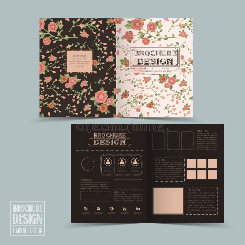 Diseño floral agraciado de la plantilla del folleto del mitad-doblez ilustración del vector Diseño floral agraciado de la plantilla del folleto del mitad-doblez ilustración del vector