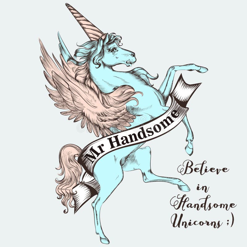 Diseño hermoso del vector de la impresión de la camiseta con unicornio azul crea libre illustration Diseño hermoso del vector de la impresión de la camiseta con unicornio azul crea libre illustration