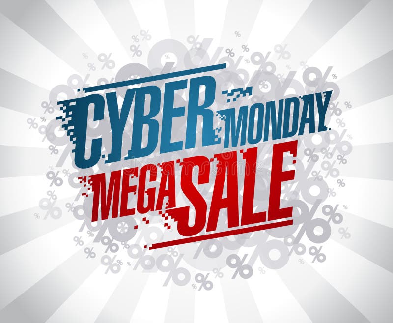 Diseño mega cibernético de la venta de lunes stock de ilustración Diseño mega cibernético de la venta de lunes stock de ilustración