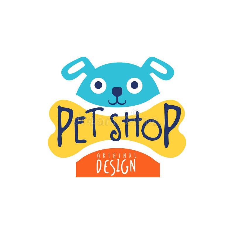 Diseño original de la plantilla del logotipo de la tienda de animales, ejemplo dibujado mano colorida del vector stock de ilustración Diseño original de la plantilla del logotipo de la tienda de animales, ejemplo dibujado mano colorida del vector stock de ilustración